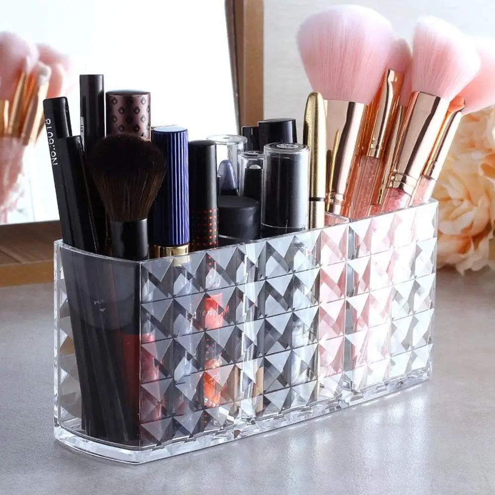 Clear Acrylic Makeup Brush Holder Desk Cosmetic Organizer Lipstick Storage Box Nail Polish Display Stand Rack Jewelry Case HIP