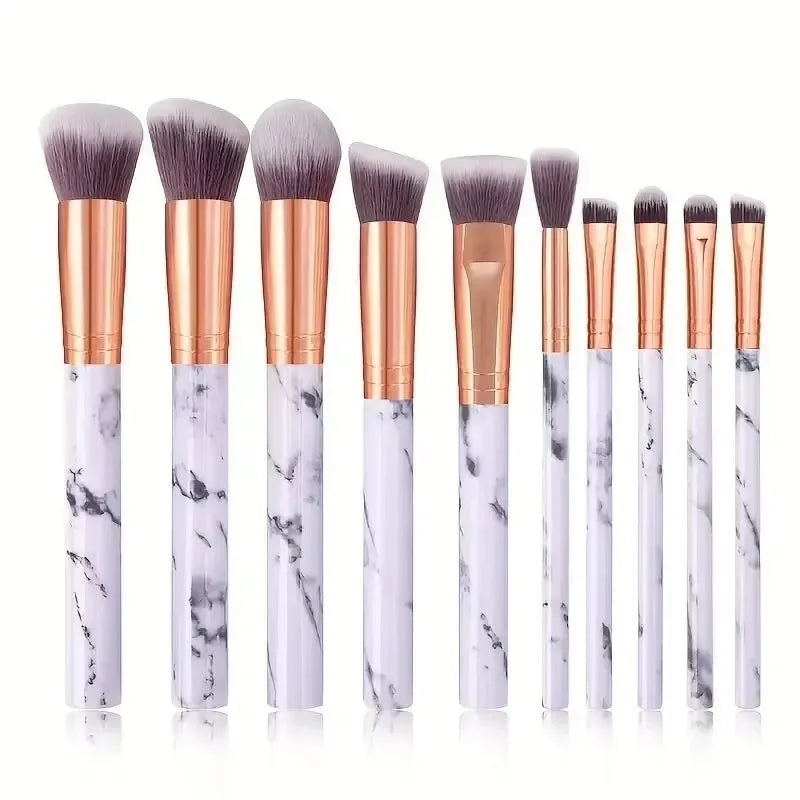 10-Piece Marble Makeup Brush Set – Kabuki & Blending | RUZOFO Makeup Brush Set HIP