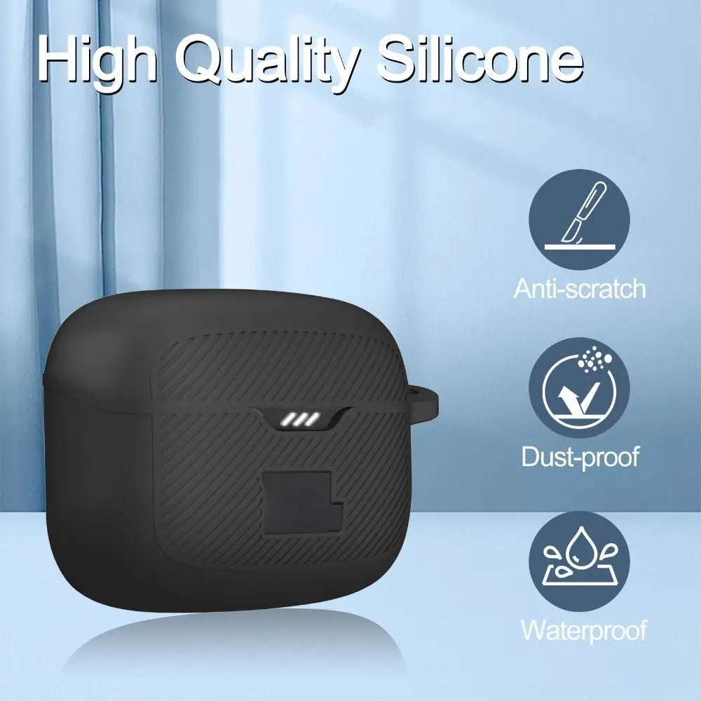 Silicone Case + Carabiner for JBL Tune Buds 2 – Shockproof Earphone Case Cover HIP