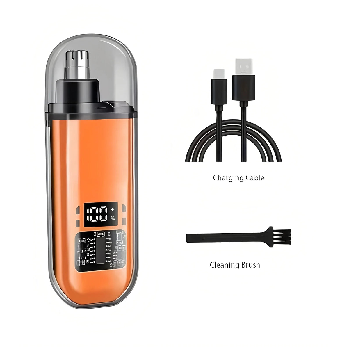 2-in-1 Rechargeable Electric Nose & Ear Hair Trimmer – Unisex Nose & Ear Trimmer HIP orange