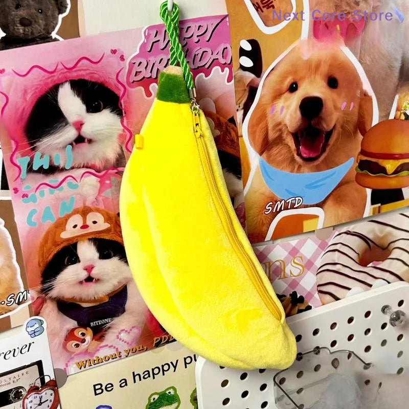 Kawaii Banana Plush Pencil Case – Cute Fruit Stationery Bag Plush Pencil Case HIP