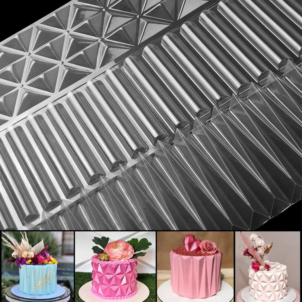 Transparent Plastic Origami 3D Round Triangle Mousse Cake Mould Fondant Cake Border DIY Baking Cake Stencil Cake Decorating Tool HIP