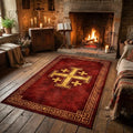 Jerusalem Cross Prayer Rug – Non-Slip Christian Floor Mat Religious Area Rug HIP 1 80X120cm-Felt