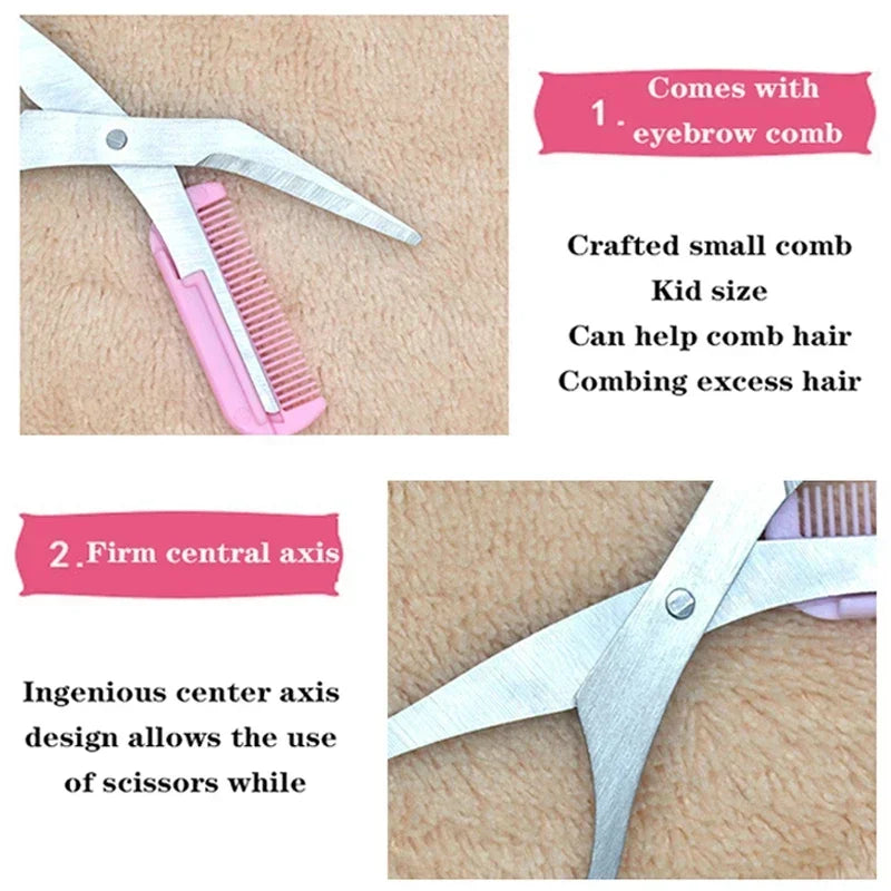 1pcs Eyebrow Trimmer Scissors Comb Eyelash Hair Scissors Clips Shaping Eyebrow Razor Grooming wenkbrauw trimmer 5 Color HIP