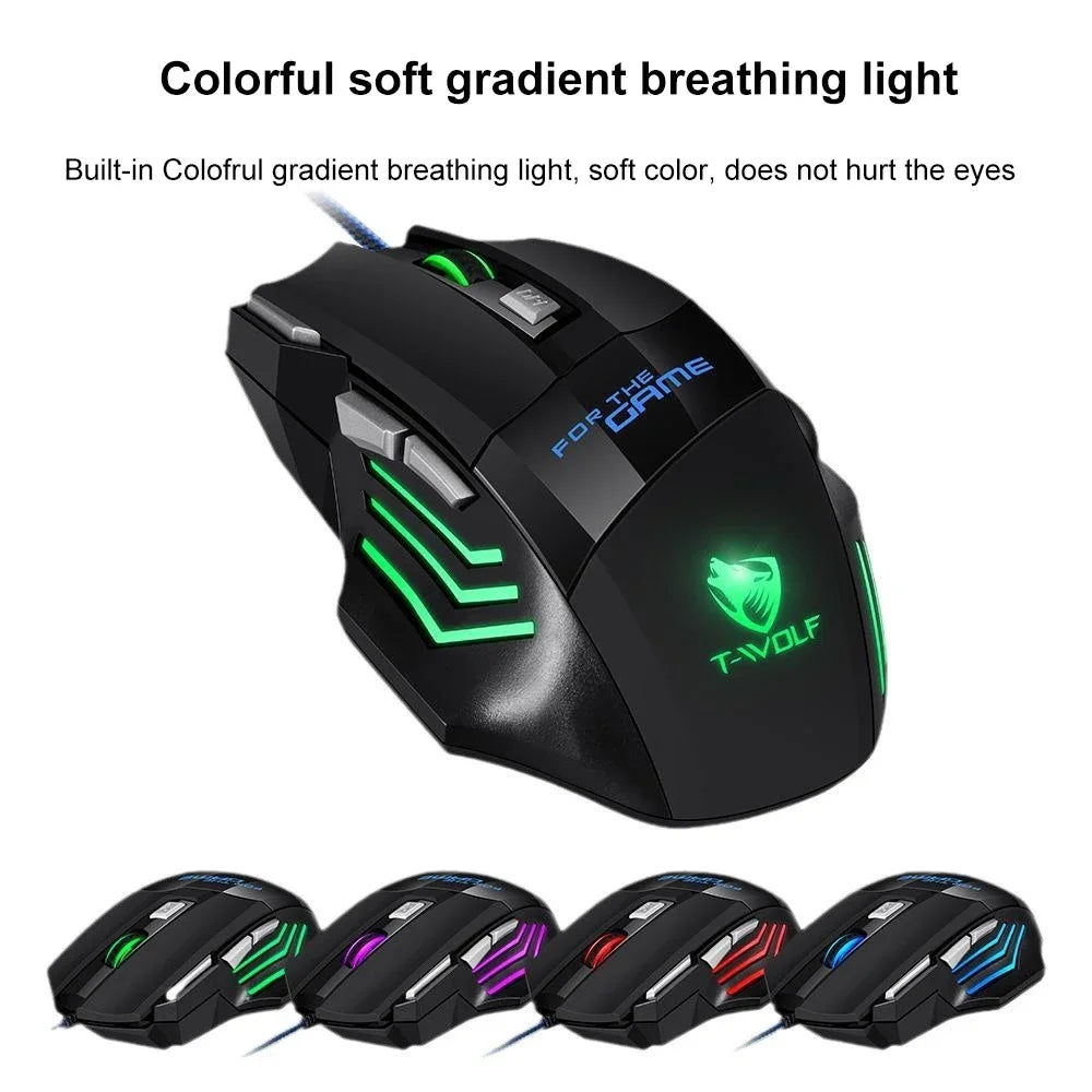 KEBIDUMEI 7-Button RGB Wired Gaming Mouse – 2400DPI Ergonomic Wired Gaming Mouse HIP