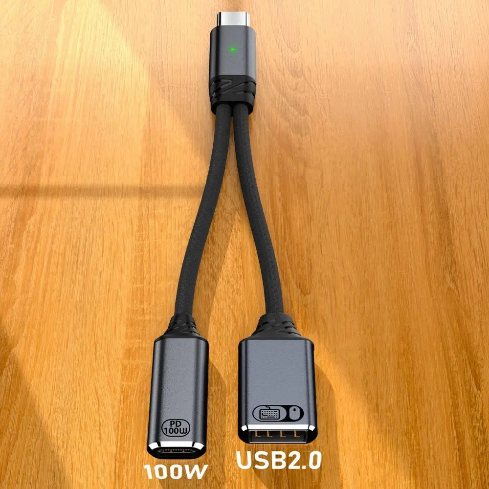 2-in-1 USB-C Splitter PD 100W Charging & Audio Adapter OTG USB-C Splitter Adapter HIP