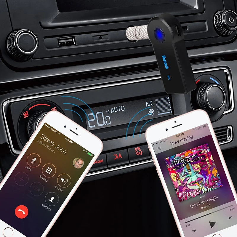 2-in-1 Wireless Bluetooth Car Audio Receiver & Handsfree Kit Bluetooth Car Adapter HIP