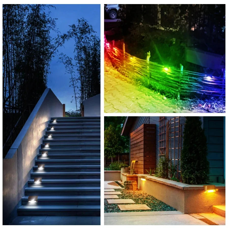 1/2/4PCS Solar Deck Lights Outdoor Step Fence Lights Waterproof Solar Lamp for Railing Stairs Pathway Garden Light Decoration HIP