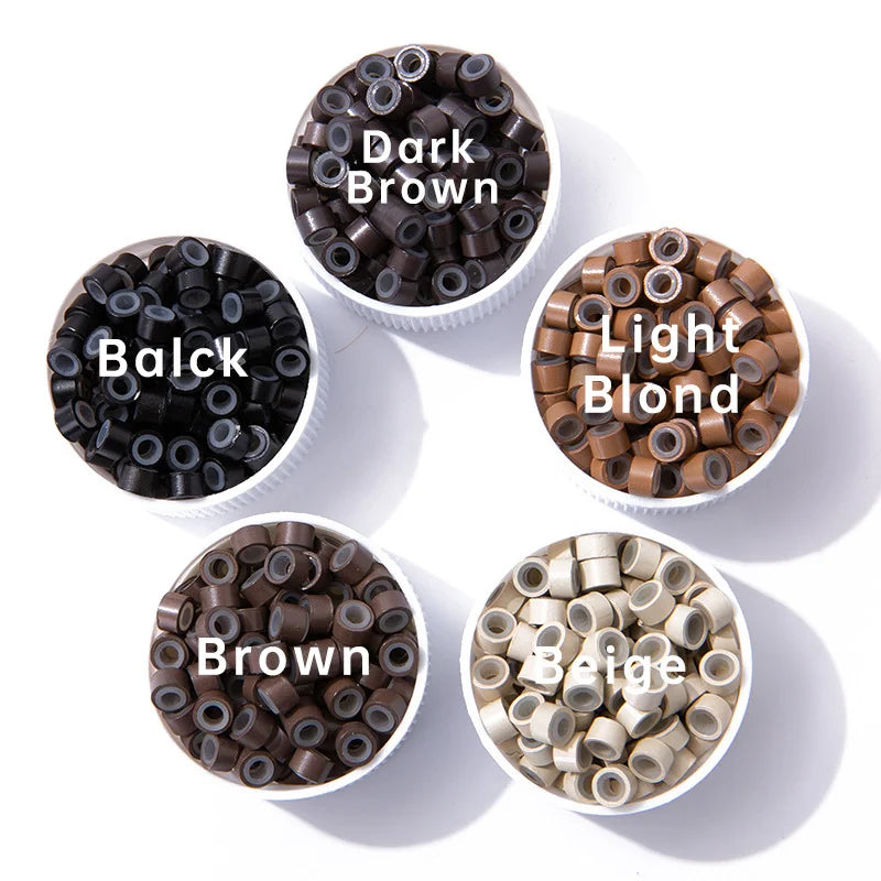 New Wig Extension Tools Micro Silicone Lined Rings/Links/Beads MICRO Ring Link Crimp Beads Hair Extensions Tools HIP