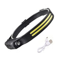 COB LED Headlamp Induction Head Lamp Built-in Battery USB Rechargeable Head Flashlight Outdoor Camping Fishing Sensor Headlight HIP Double white