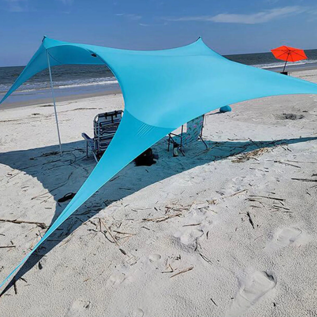 Outdoor Shade Beach Canopy Reinforced Windproof Rope Beach Canopy Waterproof UPF50 Tear Resistant with Carry Bag for Fishing HIP