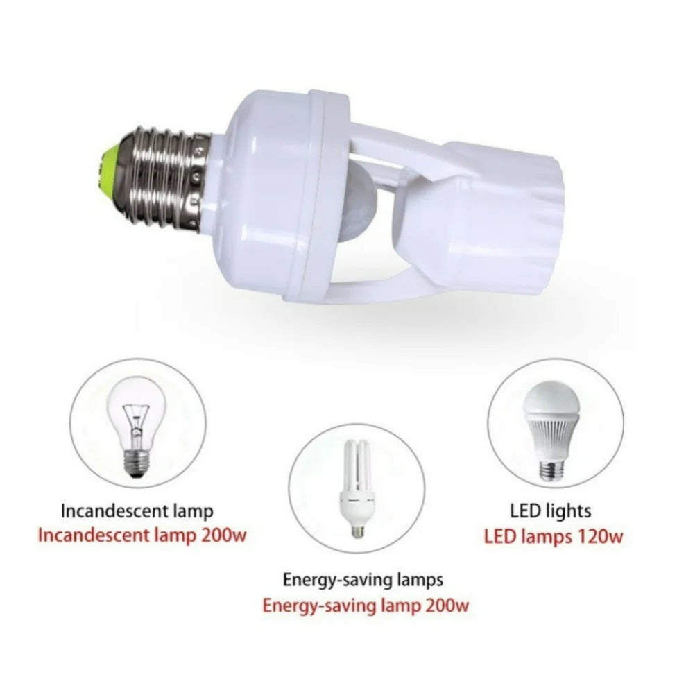 E27 PIR Motion Sensor Lamp Socket – 360° Auto On/Off Motion Sensor Socket HIP