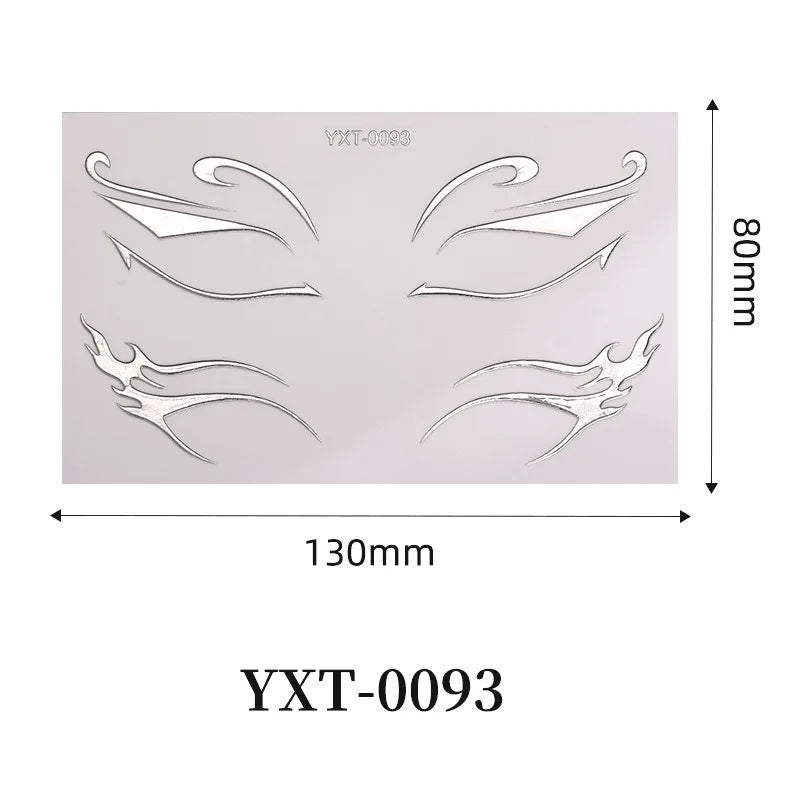 Silver Cosplay Eyelashes Eye Wing Tattoo Eyeliner Sticker Metal Facial Sticker Self Adhesive Face Decor Moon Star Tattoo Makeup HIP 0093