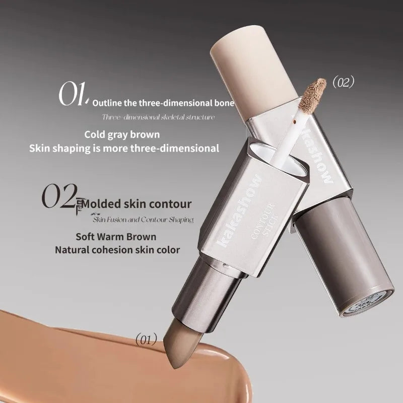 Dual Head Liquid Contour Highlighter Stick Natural Blendable Bronzer Shading Cream Brighten Face Sculpt Stereo Makeup Cosmetic HIP