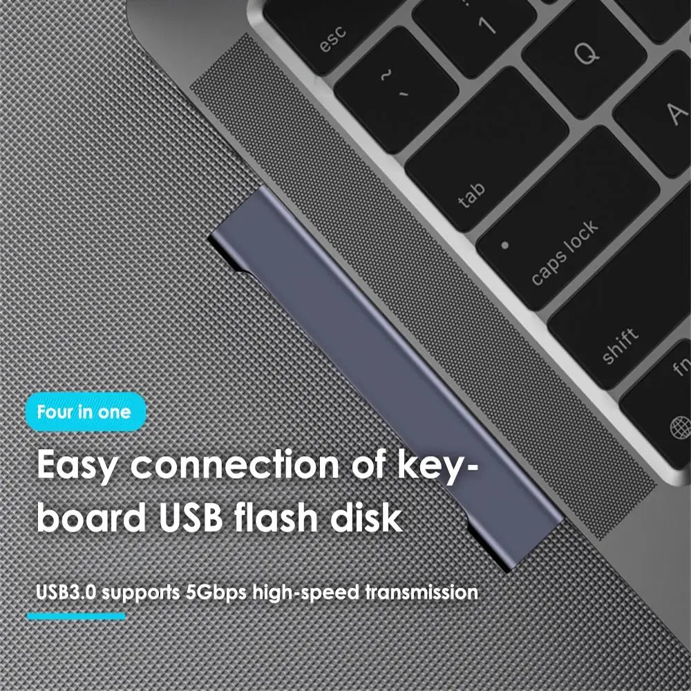 4-in-1 USB 3.0 Hub & USB-C Docking Station | OTG Adapter USB Hub Docking Station HIP