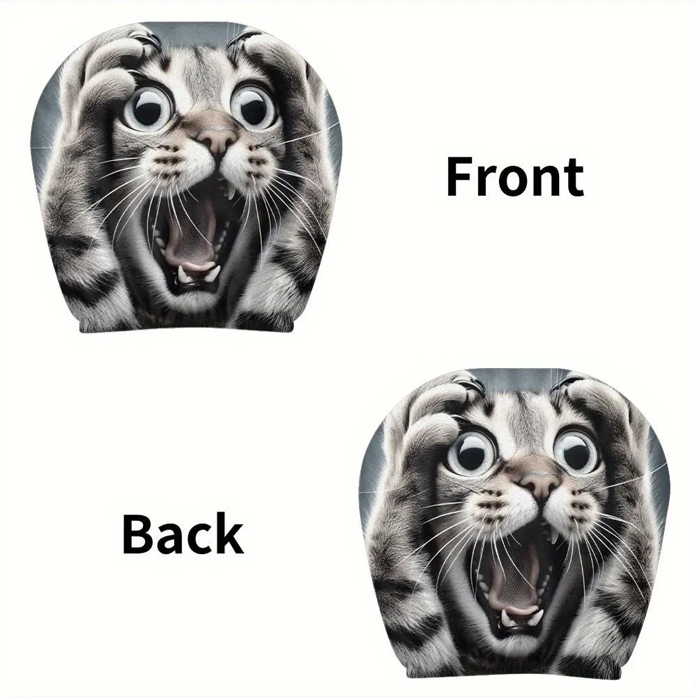 2-Pack Cat Print Car Headrest Covers – Universal Fit Car Headrest Cover HIP