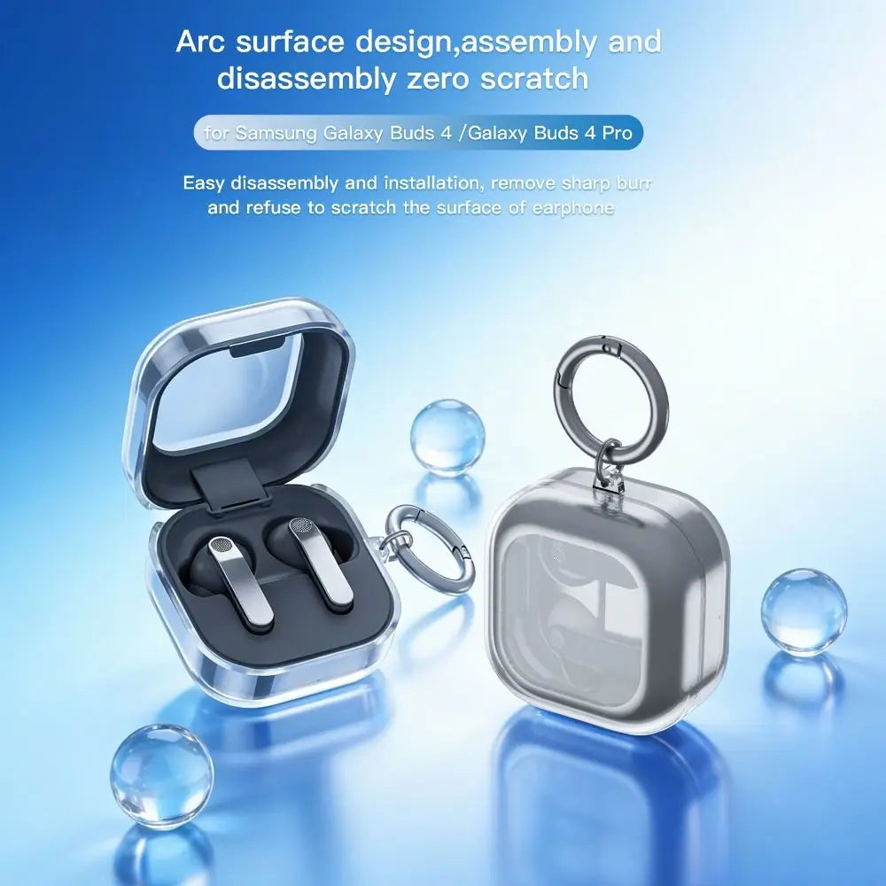 Clear TPU Case + Keychain for Samsung Galaxy Buds 4 / 4 Pro Earbud Protective Case HIP