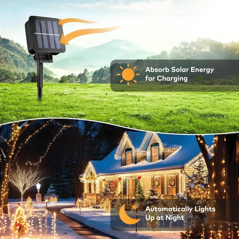 Solar Fairy Lights Outdoor – 8 Modes, Dusk to Dawn, IP65 Solar String Lights HIP