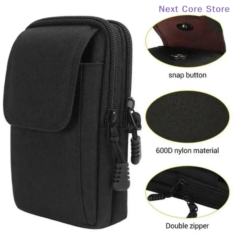 Men's Nylon Waist Bag – Portable Phone & Coin Purse Men's Waist Bag HIP