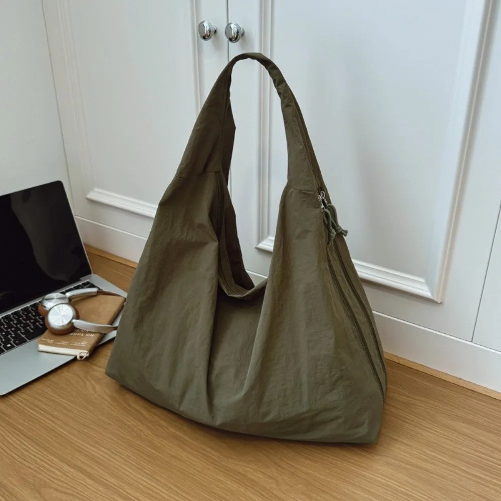 Large Nylon Shoulder Tote Bag – Zipper & Multi-Pocket | HIP Shoulder Tote Bag HIP