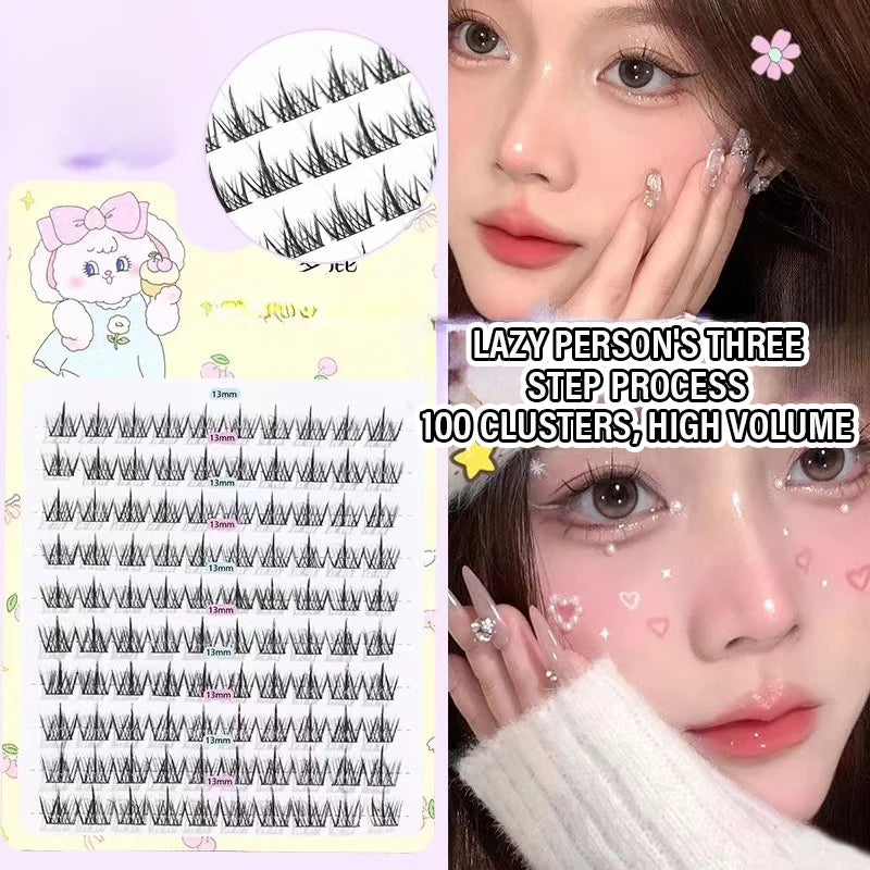 Large Capacity Segmented Lashes Transparent Black Band Sunflower False Eyelashes Natural Soft Fairy Style for Effortless Volume HIP 14
