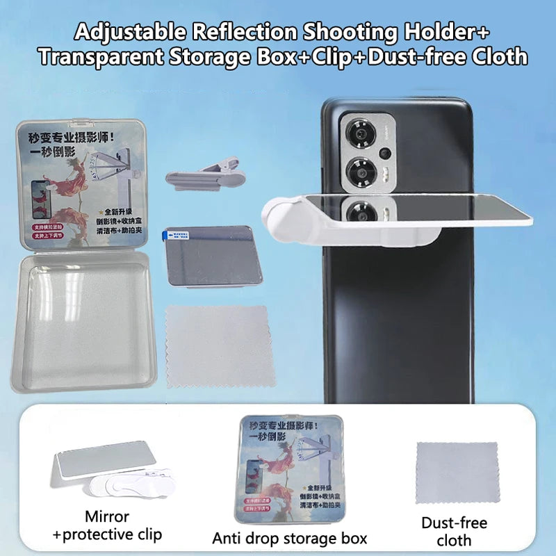 Sky Mirror Phone Reflection Shooting Clip – Adjustable Angle Phone Camera Clip HIP White