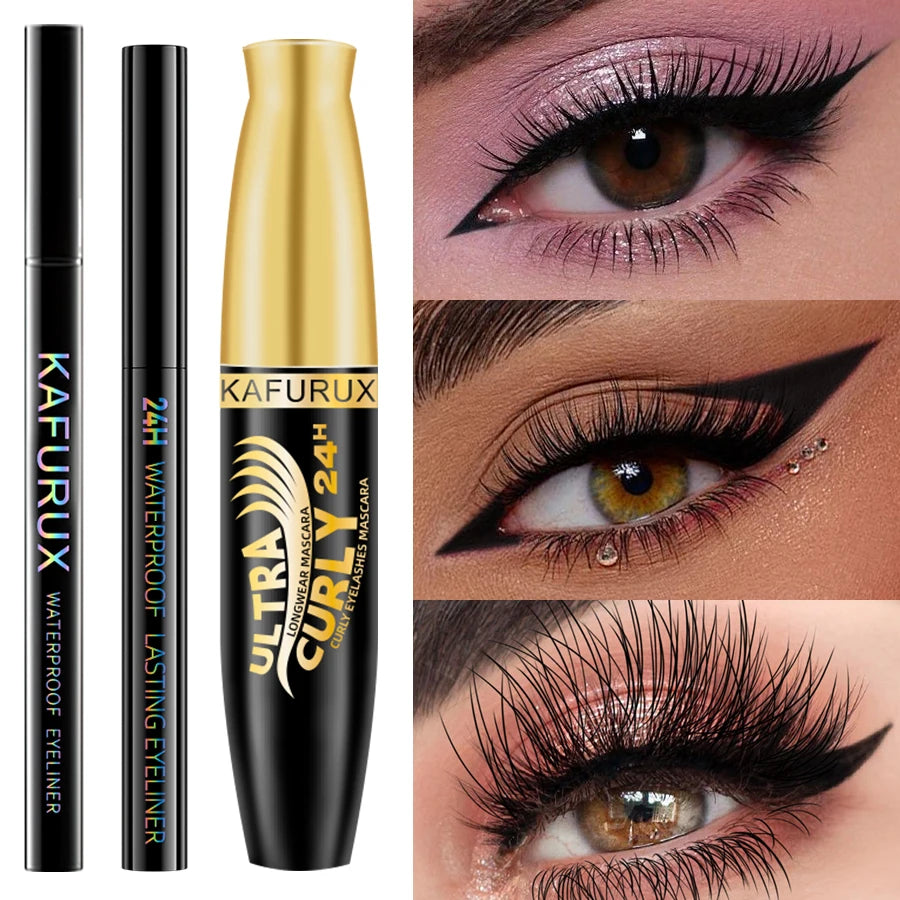 KAFURUX 3-Piece Waterproof Eye Makeup Set – Liner, Mascara Eye Makeup Set HIP