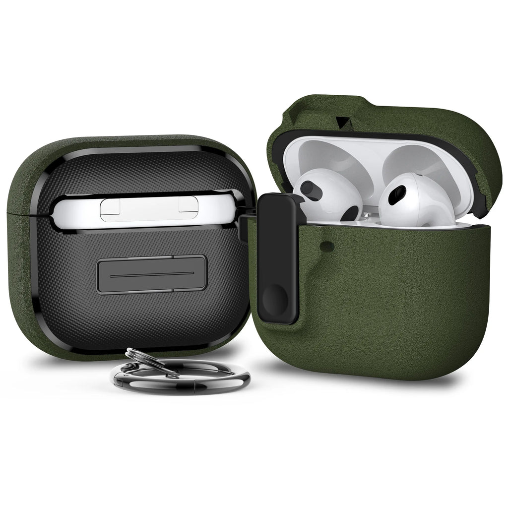 SEamopar Shockproof AirPods Case with Lock Clip & Hook AirPods Case Cover HIP Green for Airpods 4