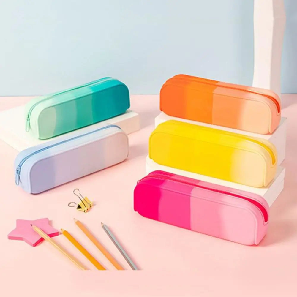 Large Capacity Silicone Pencil Case – Gradient Color Pen Bag Silicone Pencil Case HIP