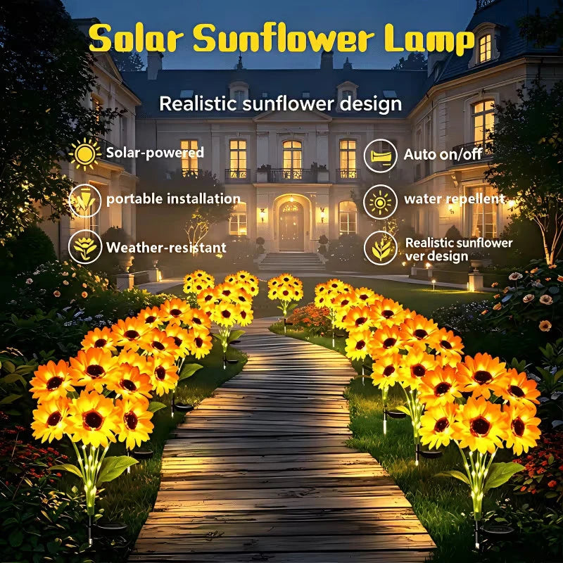 Solar Sunflower Garden Lights – IP65 Waterproof LED 6-Pack Solar Garden Light HIP