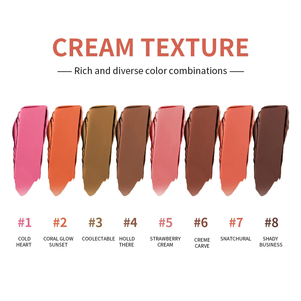 Eyebrow Cream Blush Curve Case Cream Cosmetics Highlighter Palette Matte Shimmer Finishes Shadow Tones Long-Lasting Cosmetics HIP