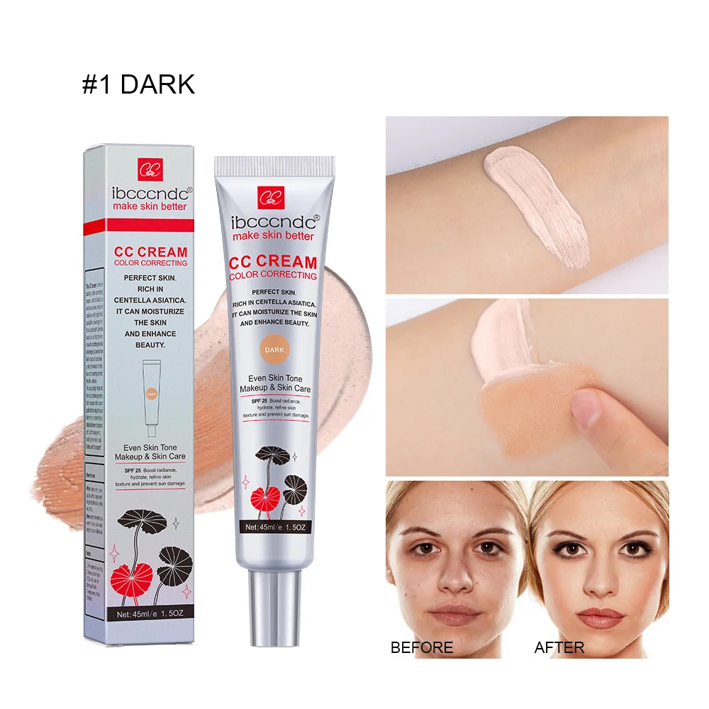 45ml Color Correcting CC Cream Facial Centella Asiatica Repair BB Cream Natural Concealer Whitening Liquid Foundation Cosmetics HIP dark1