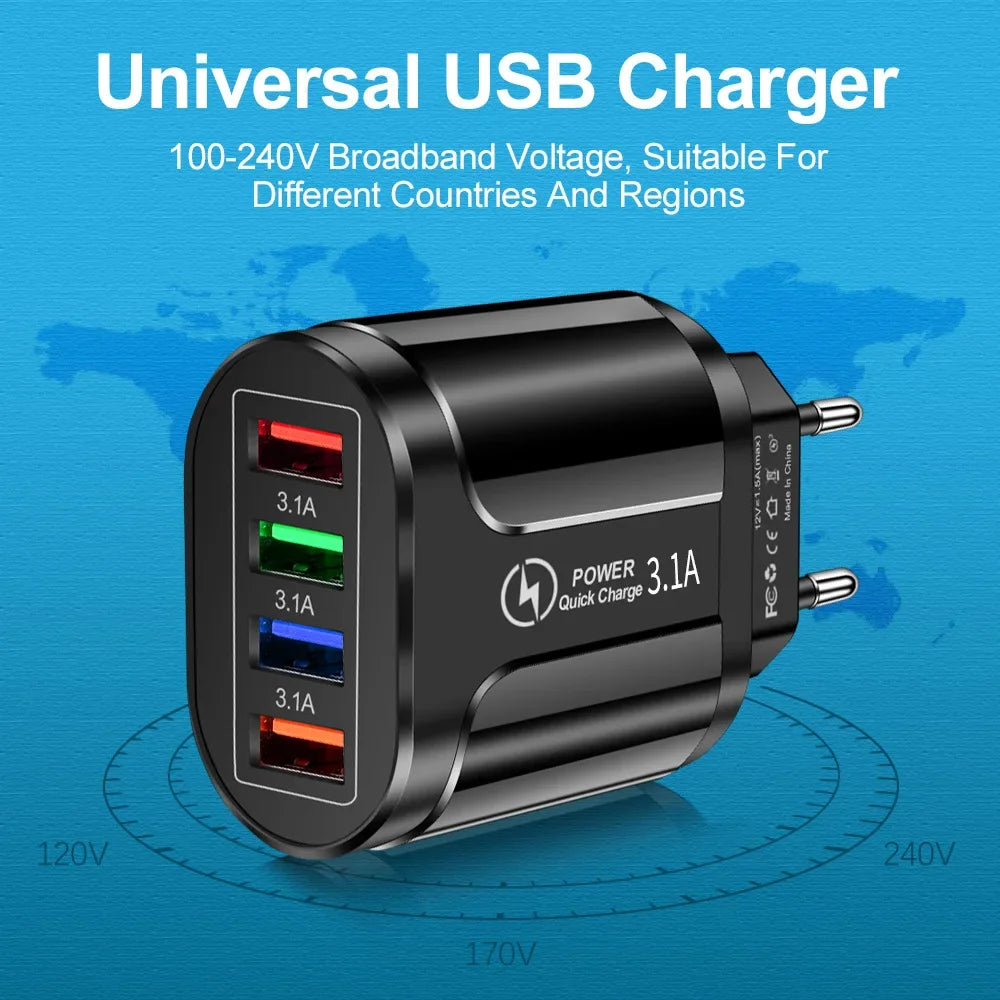 OLPAY 4-Port 45W USB Wall Charger – EU/US Plug Adapter USB Wall Charger HIP