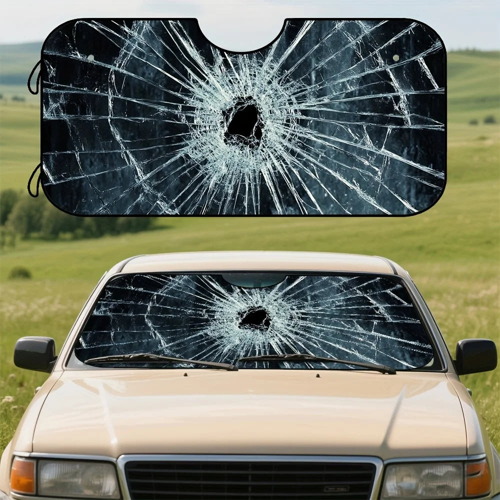 Broken Glass Design Car Windshield Sunshade | Collapsible Car Windshield Sunshade HIP S