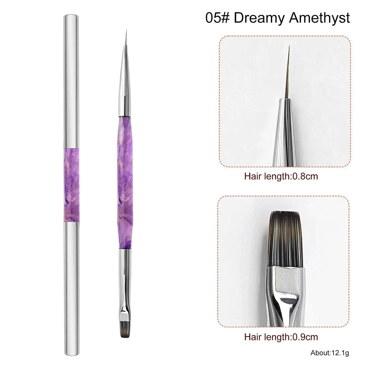 2026 New 1pcs Double-headed Nail Art Brush Design Tip Painting Drawing Carving Liner Pen Acrylic Gel UV Polish Manicure Tools HIP Purple