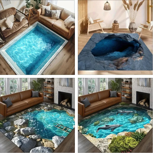 2D Fish Pond Rug – Non-Slip Decorative Floor Mat | Home Décor Decorative Area Rug HIP