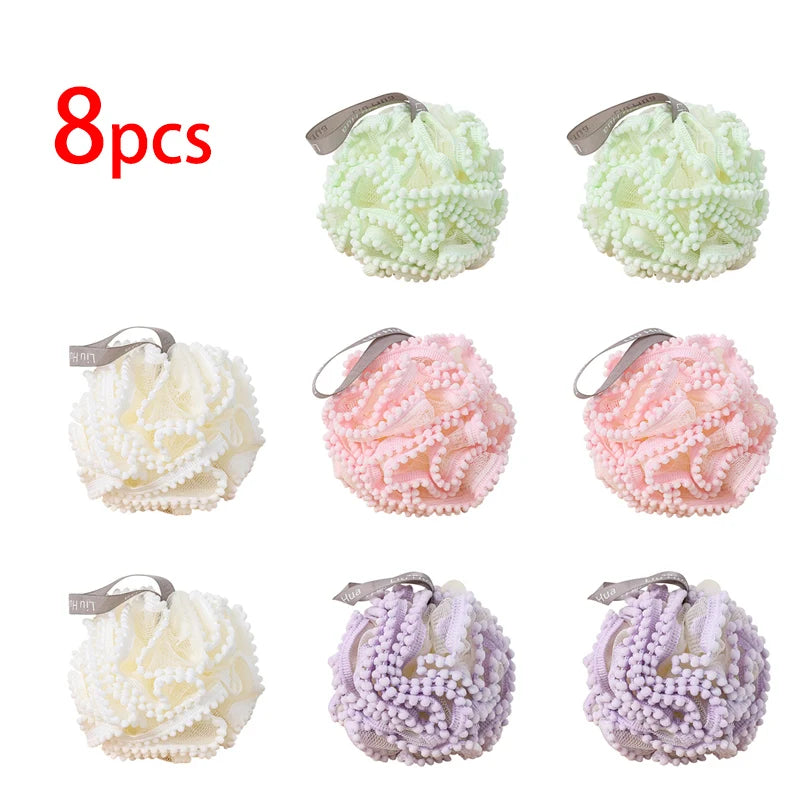 8-Pack Super Soft Exfoliating Bath Sponge Shower Puff Set Bath Sponge Set HIP four-color