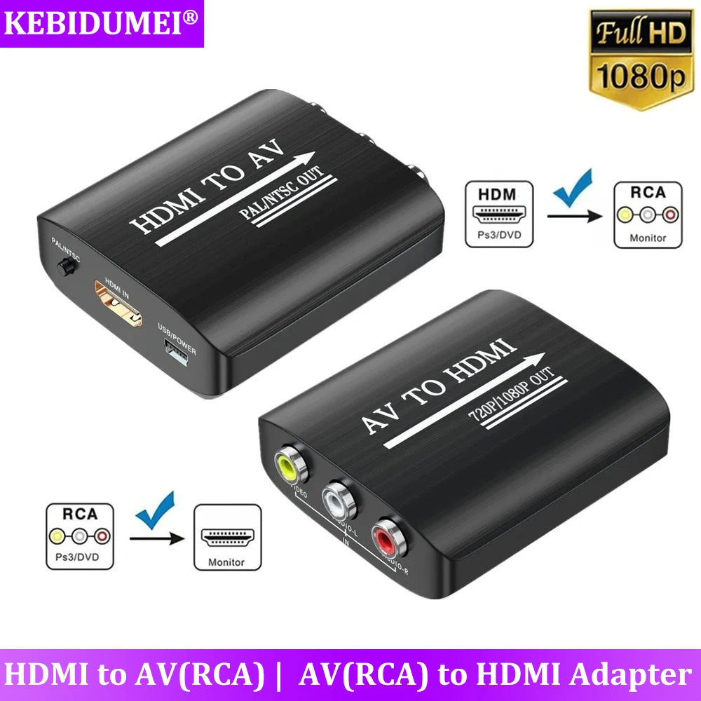 RCA to HDMI Converter Adapter 1080P – N64 Wii PS2 Xbox SNES AV to HDMI Adapter HIP