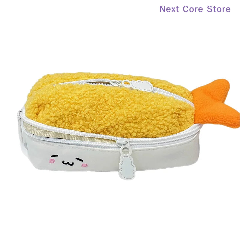 Fried Shrimp Pencil Case – Large Capacity Cute Fabric Pouch Novelty Pencil Case HIP