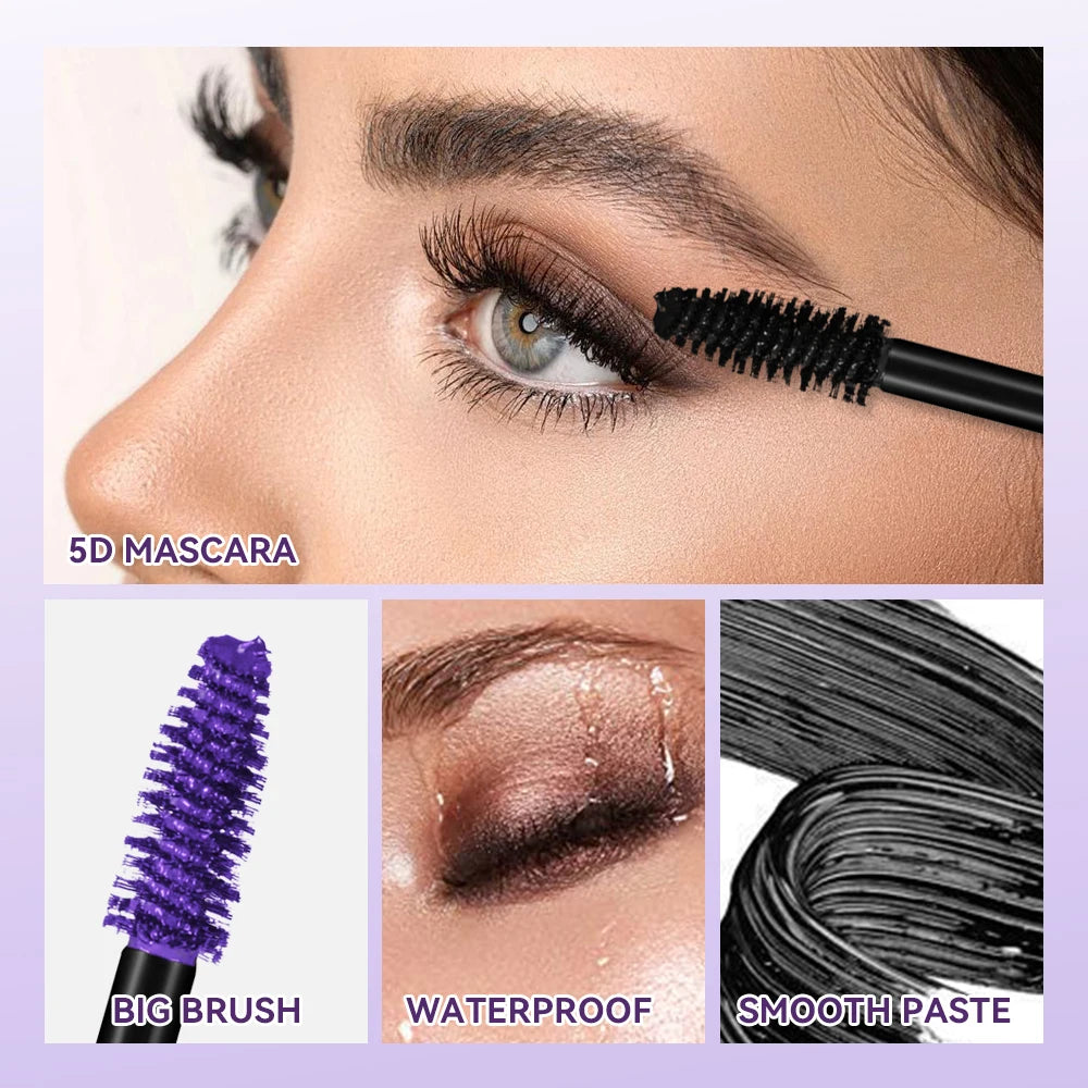 5D Mascara Waterproof Thickening Lengthening Curling Liquid Fiber Mascara Long-Lasting Curling Eyelash Extension Cosmetics HIP
