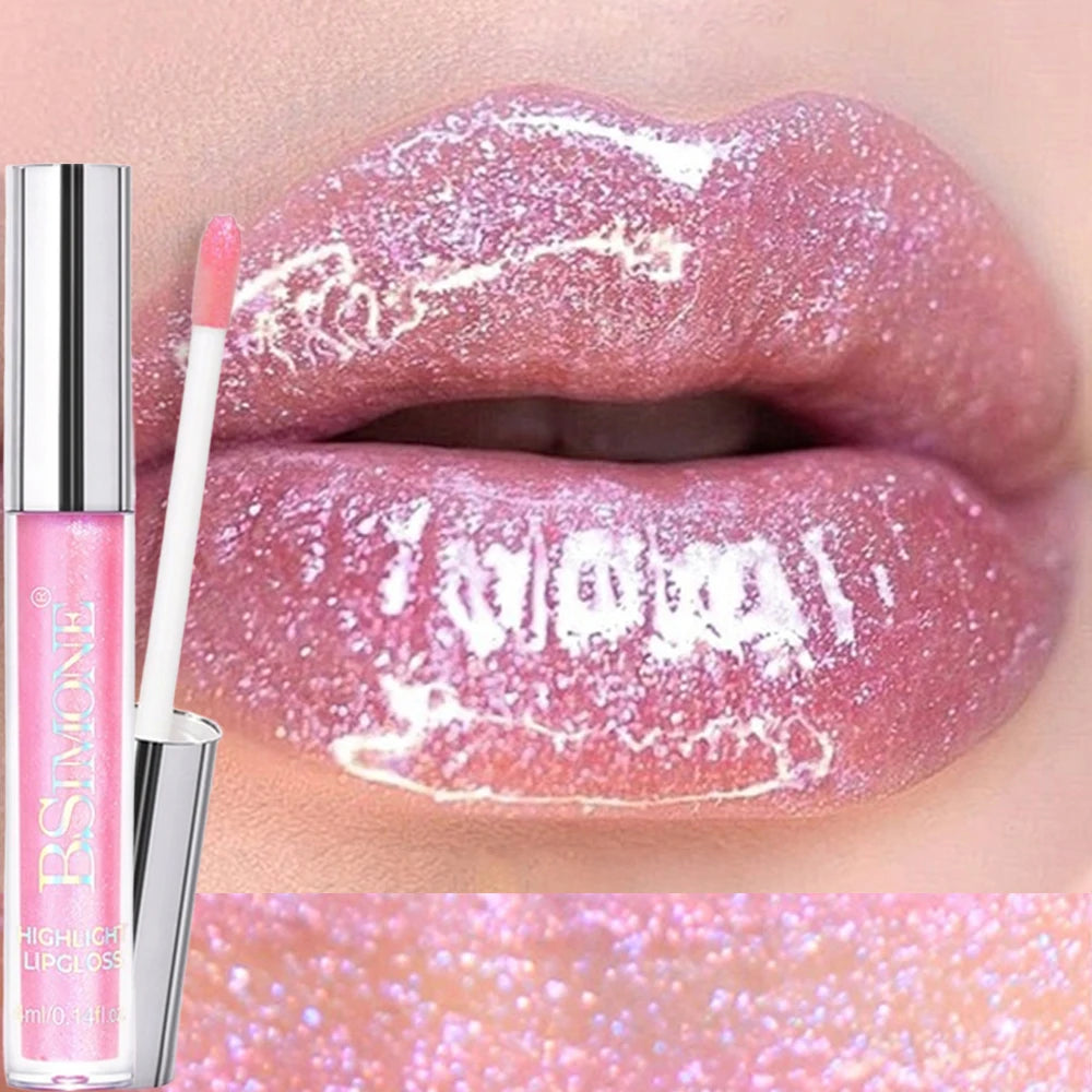 Glitter Lip Gloss Lipstick Lip Tint Moisturizing Hydrating Lasting Non-Stick Cup Waterproof Highlight Lip Glaze Plumper Makeup HIP 01