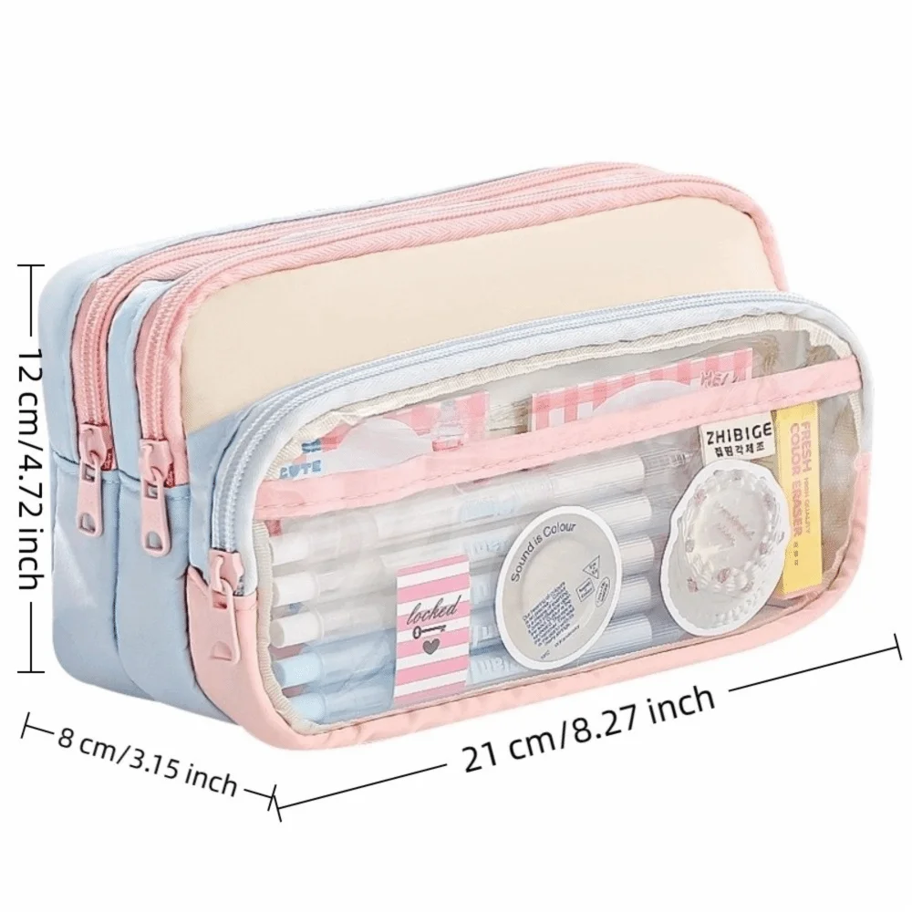 Color-Block Pencil Case – Multi-Compartment Large Capacity Pen Bag Pencil Case HIP