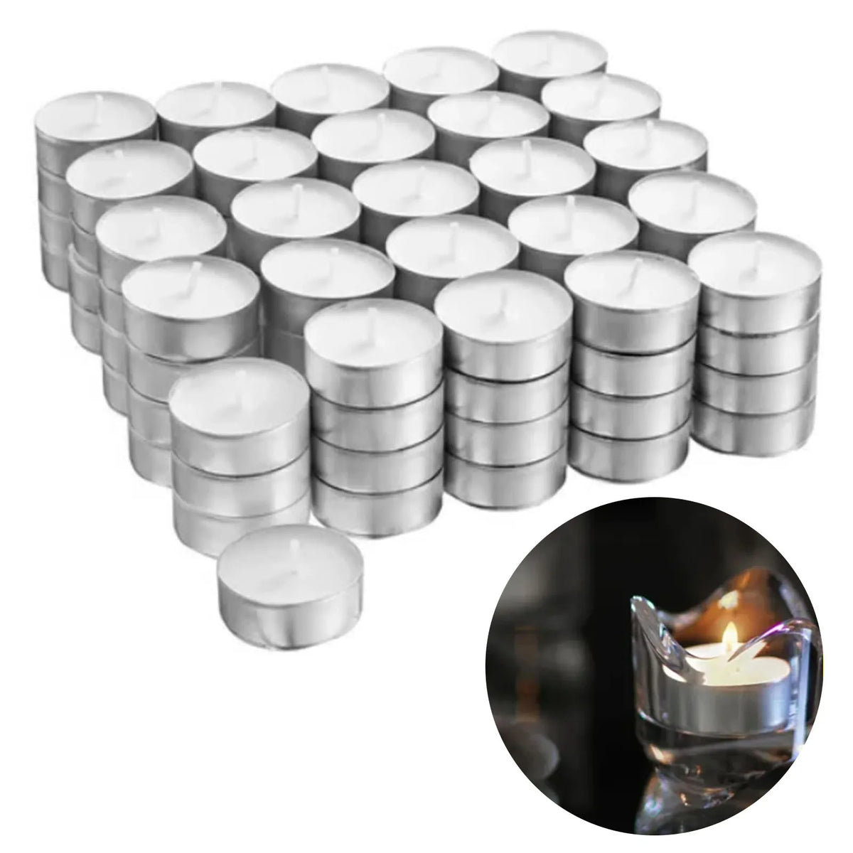 100 Packs Unscented Tea Lights Candles 4 Hour Smokeless Dripless Mini Paraffin Tealight Candles Set for Weddings White HIP