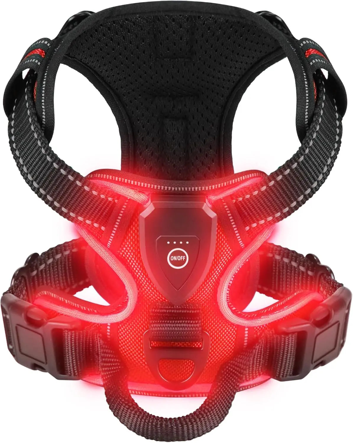 LED Light-Up Dog Harness – 3 Modes, Rechargeable Night Vest LED Dog Harness HIP Red XL