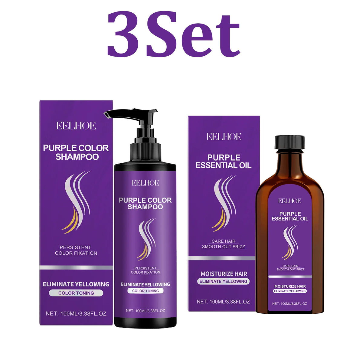 Purple Shampoo & Moroccan Oil Serum Hair Care Set | HIP Hair Care Set HIP 3 Set
