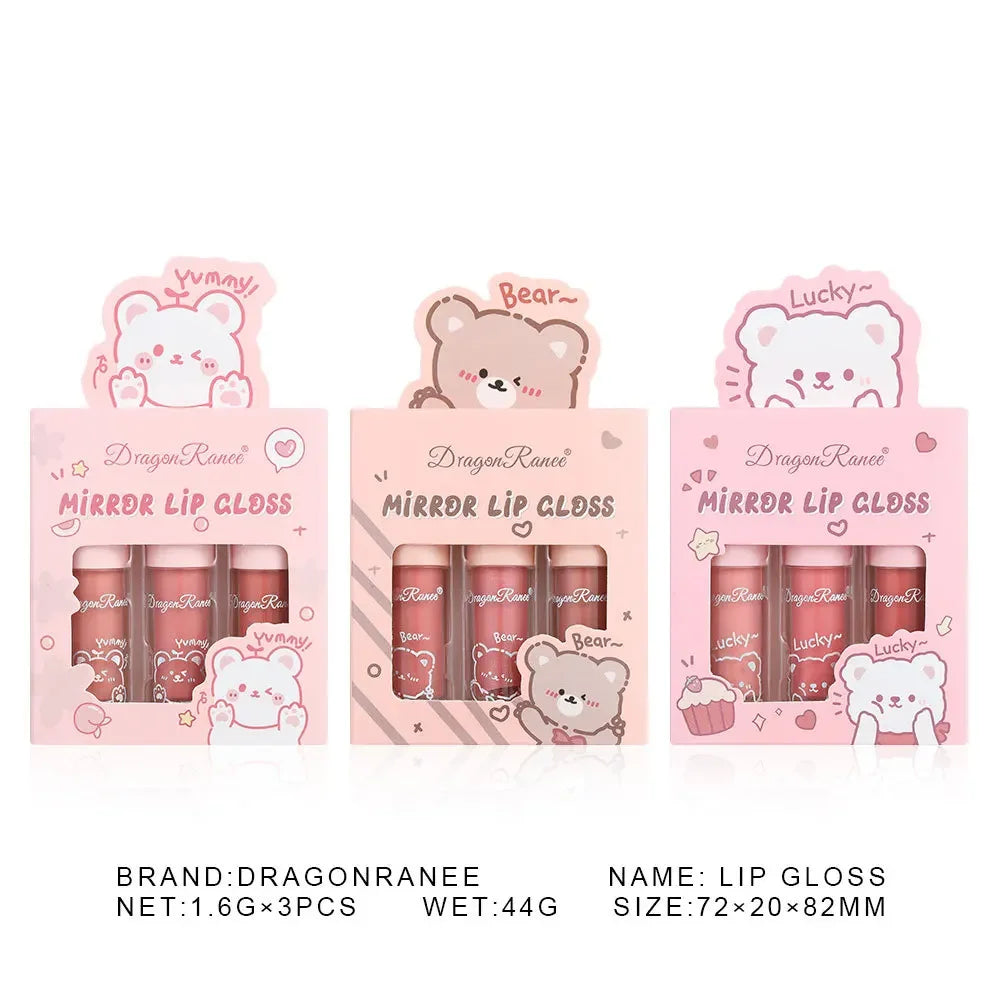 Dragon Ranee 3-Pc Mirror Lip Gloss Set | Pearl Shimmer Glaze Mirror Lip Gloss Set HIP
