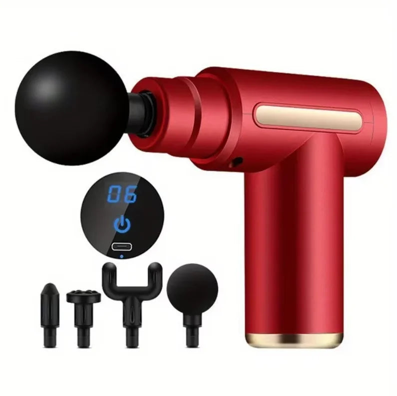 Portable Muscle Massage Gun – LED Touch Screen & Rechargeable Percussion Massage Gun HIP red