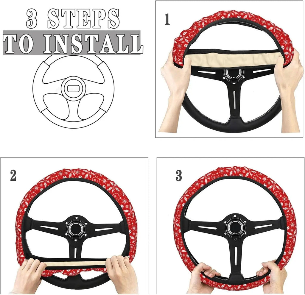 Christmas Elastic Steering Wheel Cover – Anti-Slip Neoprene Steering Wheel Cover HIP