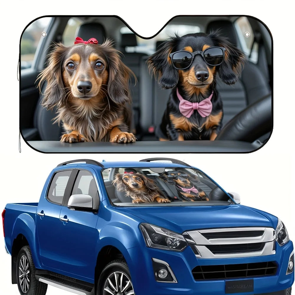 Dachshund Car Sun Visor Cover – Cute Dog Design, Universal Fit Car Visor Cover HIP 1-M