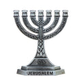 7-Branch Jerusalem Menorah Candlestick – Judaica Décor Menorah Candle Holder HIP Silver